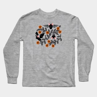 Halloween bats with flowers Long Sleeve T-Shirt